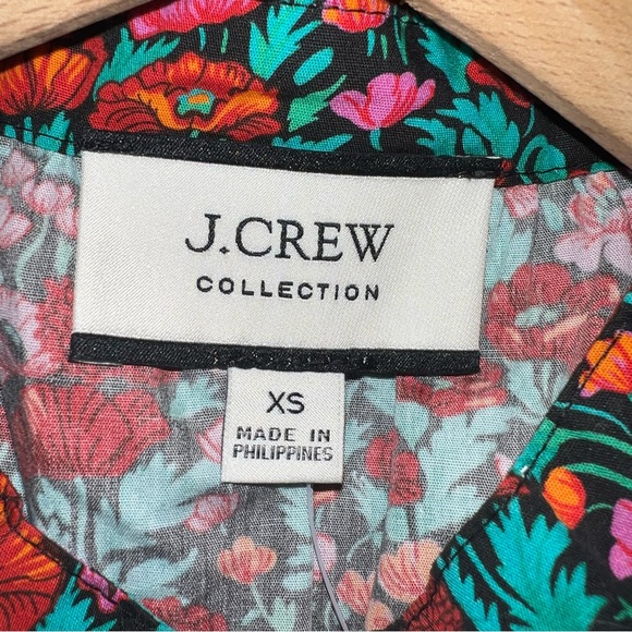 Re-Imagined J Crew Floral Cotton Poplin Ruffle Top Blouse Size XS Button Up - Picture 5 of 8